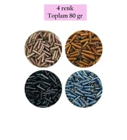 Uzun Boru Kesme Boncuk Çap 2mm Uzunluk 10 mm - 4 Renk - Toplam 80 Gram - BNC426