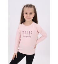 Toontoy Kız Çocuk Baskılı Tişört (Pudra)