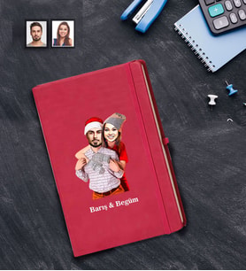 Kişiye Özel Yılbaşı Sevgili Karikatürlü Kırmızı Defter Model-8