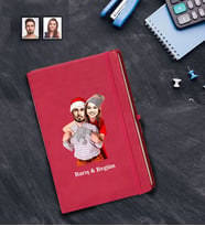 Kişiye Özel Yılbaşı Sevgili Karikatürlü Kırmızı Defter Model-8