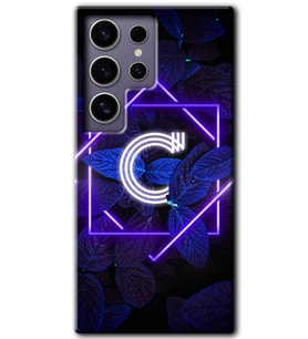Galaxy S24 Ultra Kılıf HD Desen Baskılı Kılıf - Dark Neon Yaprak C Harfi