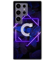 Galaxy S24 Ultra Kılıf HD Desen Baskılı Kılıf - Dark Neon Yaprak C Harfi