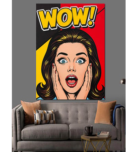 Şaşıran Kadın Pop Art Dekoratif Kanvas - Mdf Ahşap Tablo