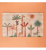 Safari Kids Hayvan Baskılı%100 Polyester Kilim, Somon, 80x150 cm
