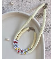 Beyaz Friends Fimo Kolye Bileklik Renkli Kadın Kolye PYTKFMKLYBLK19