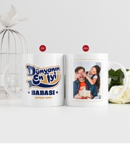 BK Gift Kişiye Özel Babalar Günü Hediyesi Fotoğraflı Kupa Bardak-42 (Beyaz)