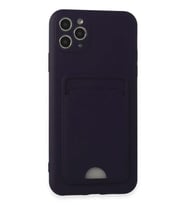 iPhone 11 Pro Max Kılıf Kelvin Kartvizitli Silikon - Derin Mor