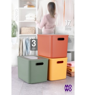 Retro Box Mix 3 Adet 17 Lt Düzenleyici Kapaklı Kutu, Dekoratif Saklama Kutusu, Organizer