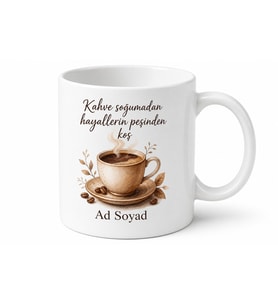 Kahve ve Çalışma Aşkı Yazılı Kupa Bardak Özel Tasarım Hediye