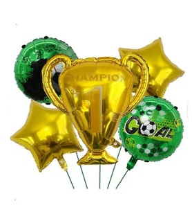 Şampiyon Kupası Yeşil Futbol Topu Folyo Balon Set