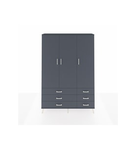 Arges Gardrop 5 Raflı 6 Çekmeceli Tek Askılı 132x30x195 Antrasit-Antrasit
