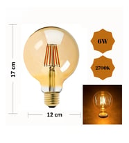 6W Rustik Ampul 2700K (Amber Işık) G125 (Sarı)