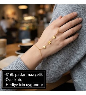 Lunéa Aurelia Hand Chain Madalyon detaylı şahmeran bileklik