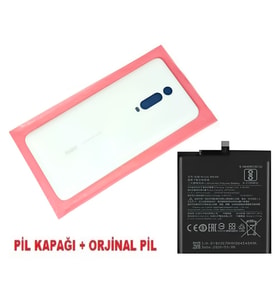 Tkgz Xiaomi Mi 9T Pro Arka Pil Batarya Kapağı + PİL (CAM) BEYAZ