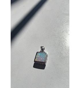 kare opal kolye ucu 925 ayar gümüş