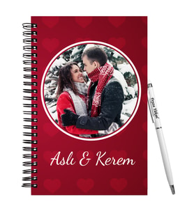 Sevgililer Gününe Özel  Ahşap Defter Kalem Hediye Seti
