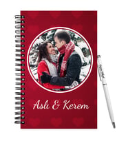 Sevgililer Gününe Özel  Ahşap Defter Kalem Hediye Seti