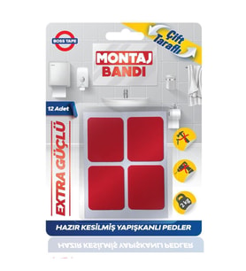 Çift Taraflı Hazır Kesilmiş Çokamaçlı Montaj Bandı 12'li