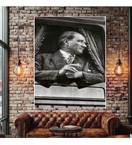 ATATÜRK SİYAH BEYAZ KANVAS TABLO EV DUVAR SALON OFİS DÜKKAN İŞ YERİ HEDİYELİK DEKARASYON SÜSÜ (Çok Renkli)