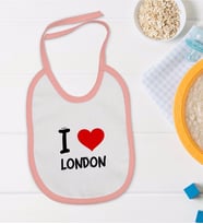 BK Kids I Love London Tasarımlı Pembe Bebek Mama Önlüğü - Model 1