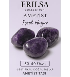 Sertifikalı Gerçek Ametist Taşı Kütle – Koyu Mor Doğal Taş Parça (30-35 mm) (Çok Renkli)