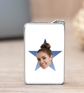 Kişiye Özel Mavi Yıldız Kafa Fotoğraflı Çakmak