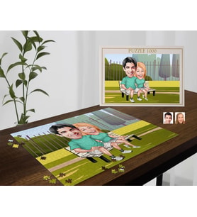 BK Gift Kişiye Özel Sevgililer Karikatürlü 1000 Parça Profesyonel Puzzle-22
