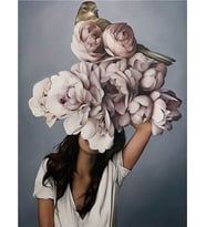 Çiçeklenmek ve Serçe Sayılarla Boyama Seti(60x75 cm Tuval Şasesine Gerili)