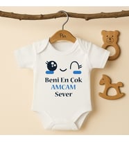 Pia Baby B48 %100 Pamuk Beni En Çok Amcam Sever Yazılı Tasarlanabilir Bebek Body (Ekru)