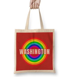 Washington Vvintage Retro Rainbow Style Bez Çanta Uzun Saplı