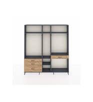 Arges Dolap 7 Raflı 4 Çekmeceli 3 Askılı 220x30x243 Antrasit-Antrasit/Çam