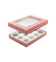 22x30x15 Pencere Kapaklı 12'li CupCake Kutusu (10 Adet)