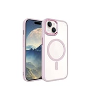 Apple iPhone 15 Uyumlu Kılıf Wireless Şarj Özellikli Zore Krom M-safe Silikon Kapak (Açık Pembe)