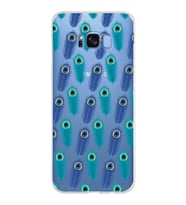 PrintiFy Galaxy S8 Plus ile Uyumlu 1mm Slim Fit Nazar Boncuğu 4 Baskılı Şeffaf  Kılıf