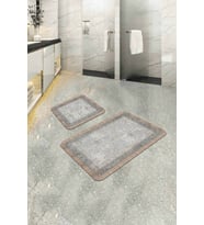Bej Modern Klasik Banyo Halısı Klozet 2'li Paspas Seti BS285