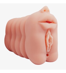 LilituShop 3 İşlevli 3D Realistik Suni Oral Vajinal  Mastürbatör