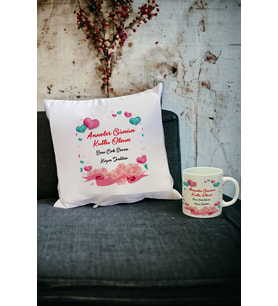 Anneler Günü Hediyesi Kupa Bardak ve Yastık Set 013 (Beyaz)