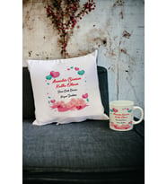 Anneler Günü Hediyesi Kupa Bardak ve Yastık Set 013 (Beyaz)
