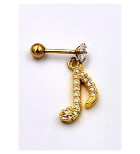 Çelik Zirkon Taşlı Göbek Piercing