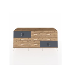 Kronos Konsol 3 Raflı 7 Çekmeceli 4 Kapaklı 220x59x99 Çam-Antrasit/Çam