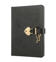 VICTORIA'S JOURNALS 4404 13x18cm 80gr.160YP. HUSH-HUSH KUTULU KİLİTLİ ÇİZGİSİZ DEFTER METALİK SİYAH