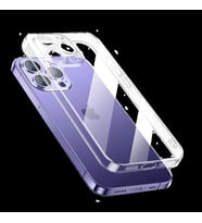 Apple iPhone 14 Pro Kılıf Şeffaf Sert PC Hoparlör Filitreli Kapak (Renksiz)