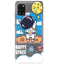 Samsung Galaxy A31 Uyumlu Astronot Desenli Şeffaf Telefon Kılıfı