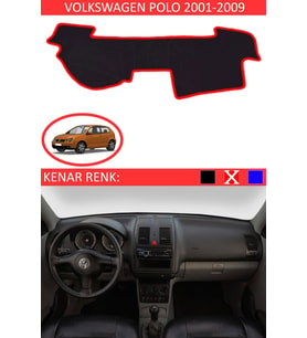 Volkswagen Polo 2001-2009 Için Uygun Torpido Koruma Halısı Siyah Kenar Renk Kırmızı