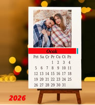 Kişiye Özel 12 Fotoğraf 2026 Tarihli Şövale Masaüstü Takvim