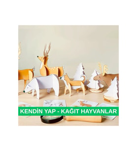 KENDİN YAP - KAĞIT MAKET HAYVANLAR. KES-YAPIŞTIR-BİRLEŞTİR.