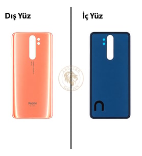 Xiaomi Redmi Note 8 Pro Mercan Turuncusu Arka Pil Kapağı Batarya Kapağı Lazer Kesim Back Cover