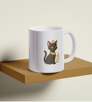 Bastet Firavun Kedi Baskılı Premium Porselen Kupa - GDTK-901042