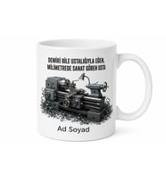 Tornacıya Hediye Talaş Kaldırma Ustalık Milimetrik Parça Üretimi Baskılı Kupa Bardak