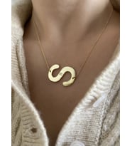 Kişiye Özel 925 Ayar Gümüş Çift Harf Tasarım Kolye (Gold)